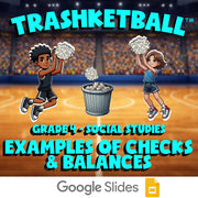 Examples of Checks & Balances TRASHKETBALL Socials Game - No Prep Grade 4 Review