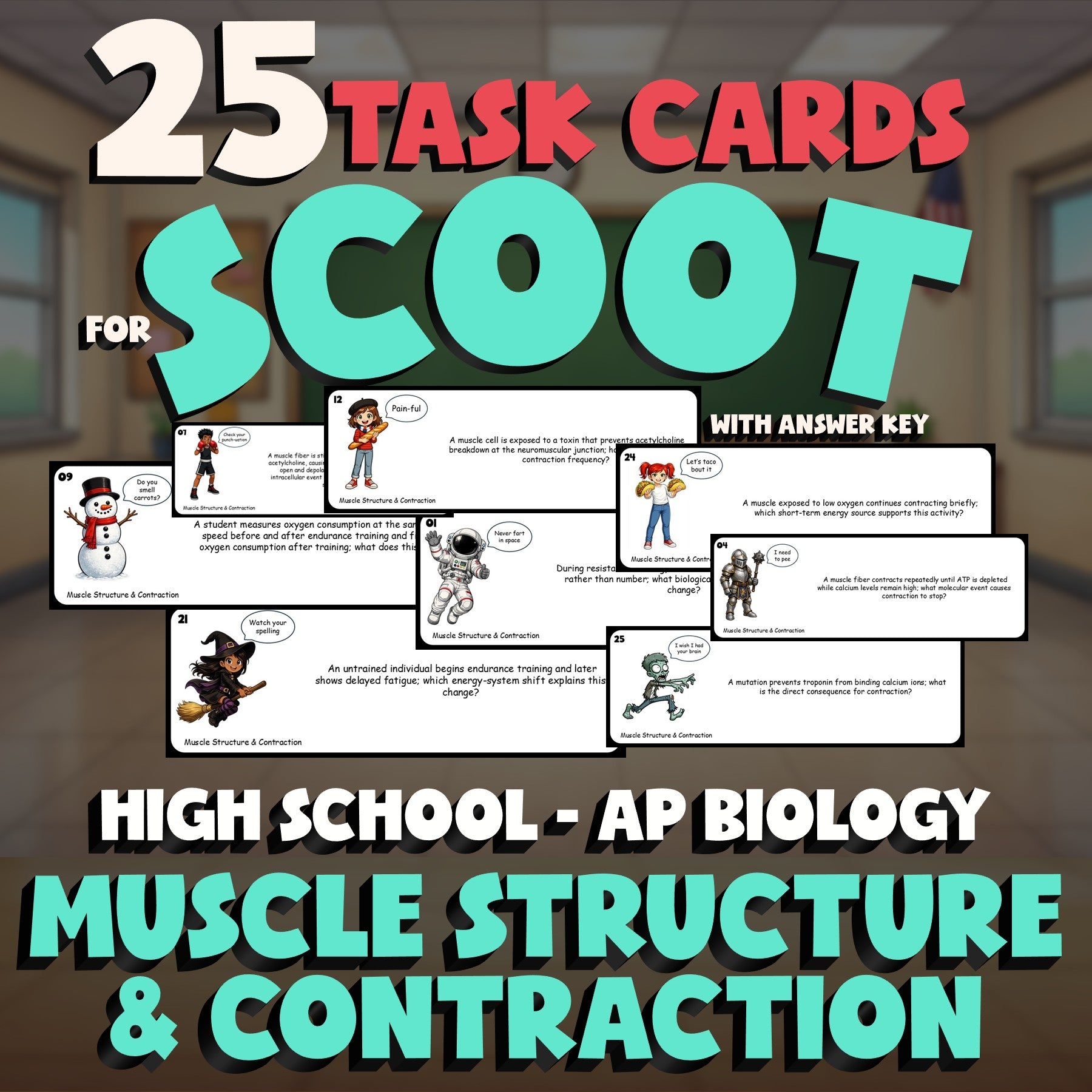 Muscle Structure & Contraction SCOOT TASK CARDS Science Game - AP Biology
