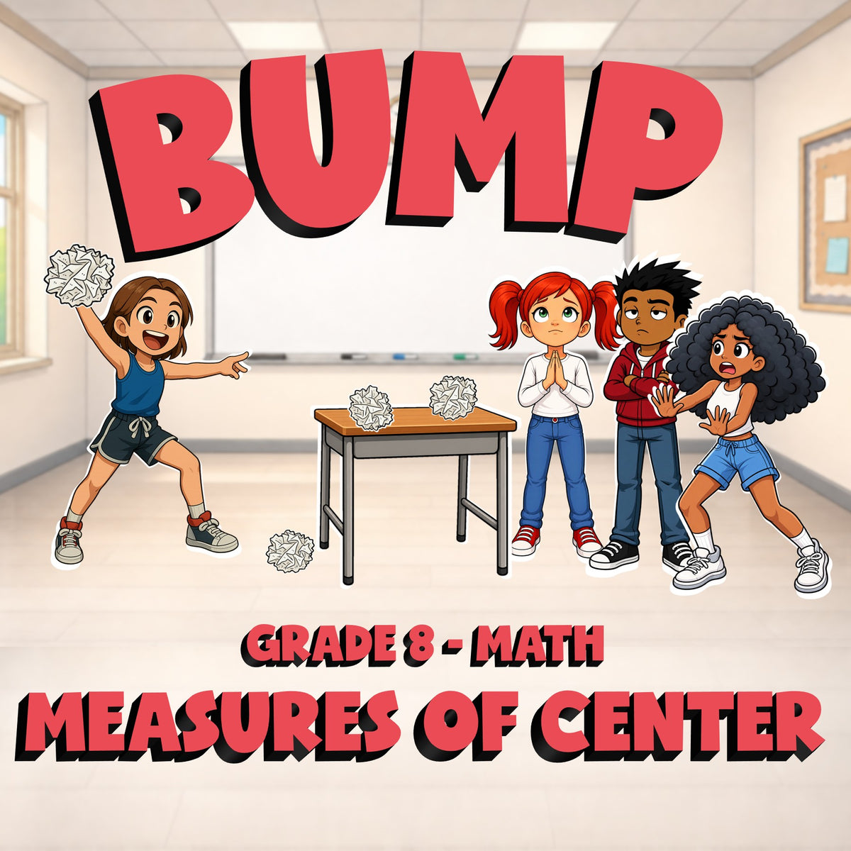 Measures of Center BUMP Math Game - No Prep Grade 8 Review Activity