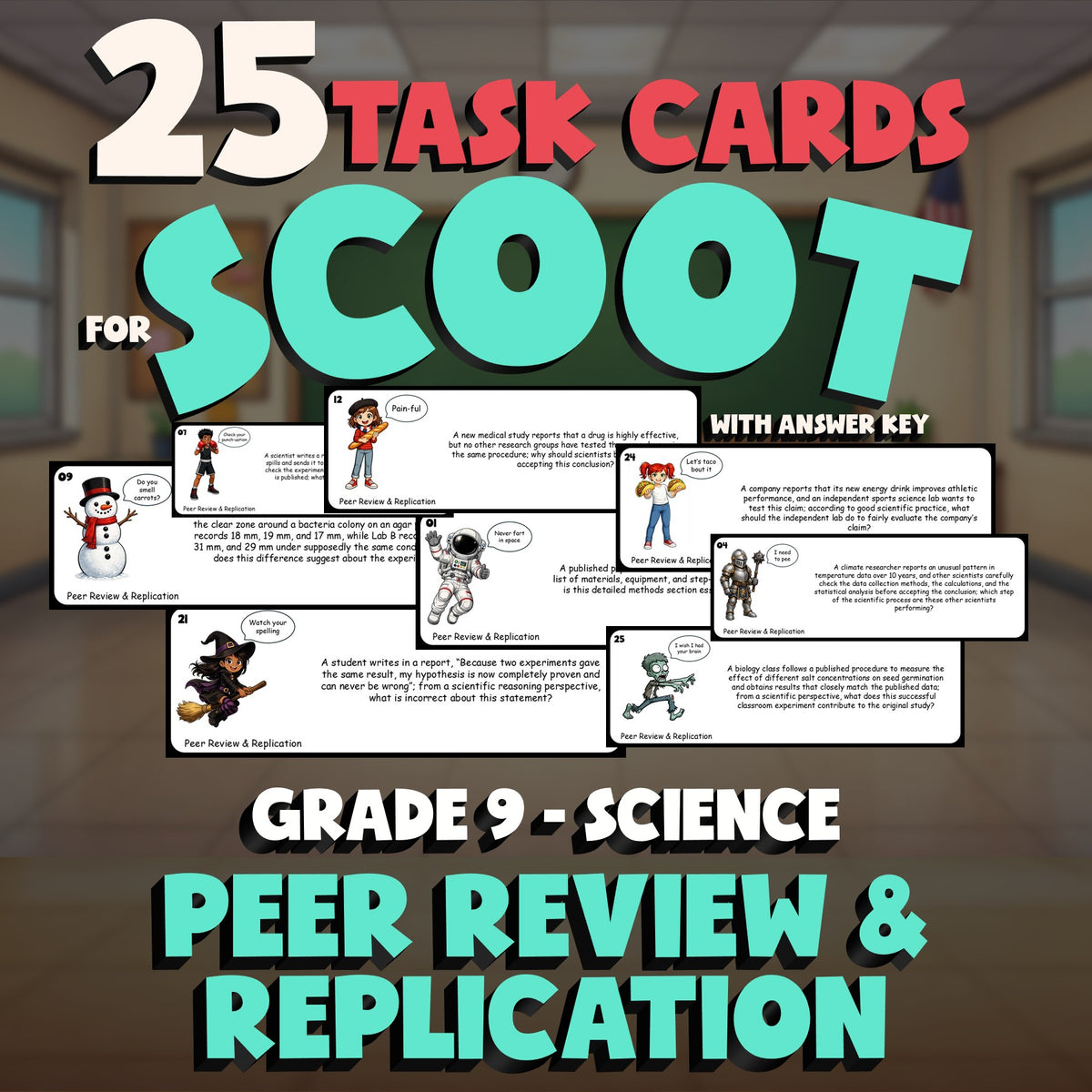 Peer Review & Replication SCOOT TASK CARDS Science Game - No Prep Grade 9 Review