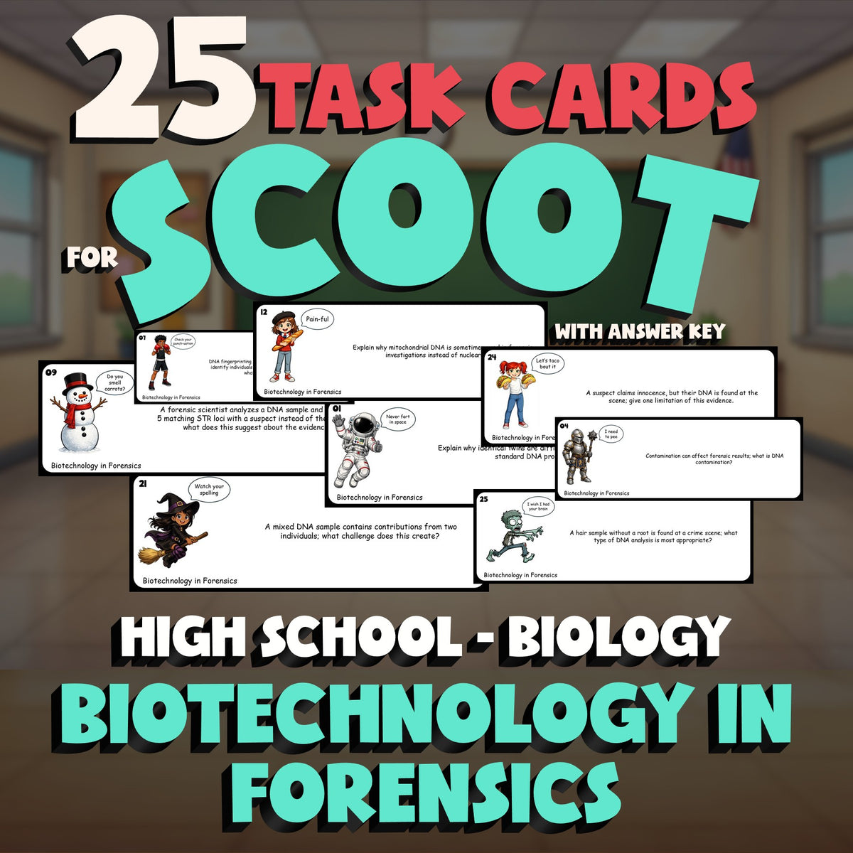 Biotechnology in Forensics SCOOT TASK CARDS Science Game - No Prep Biology