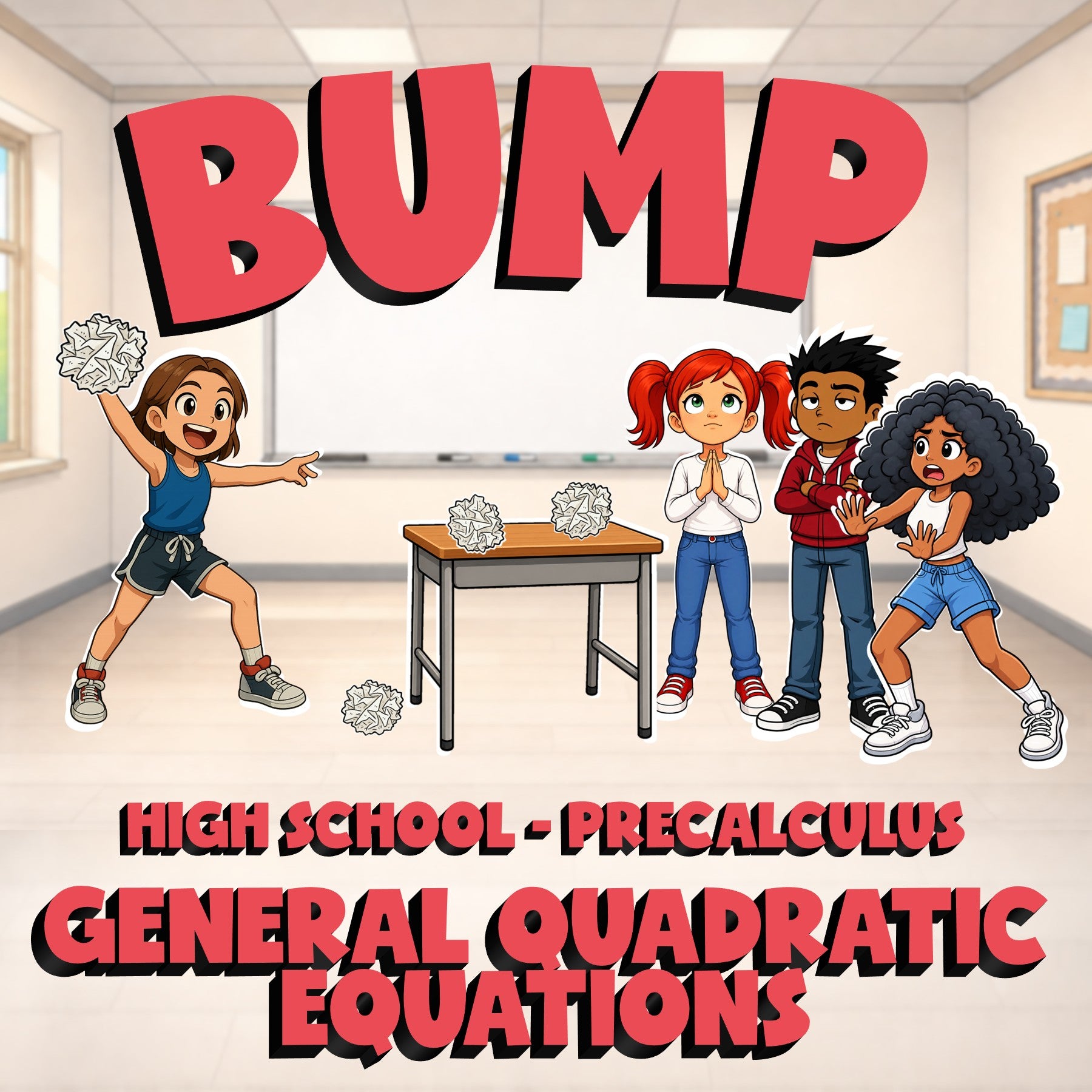 General Quadratic Equations BUMP Math Game - No Prep PreCalculus Review Activity