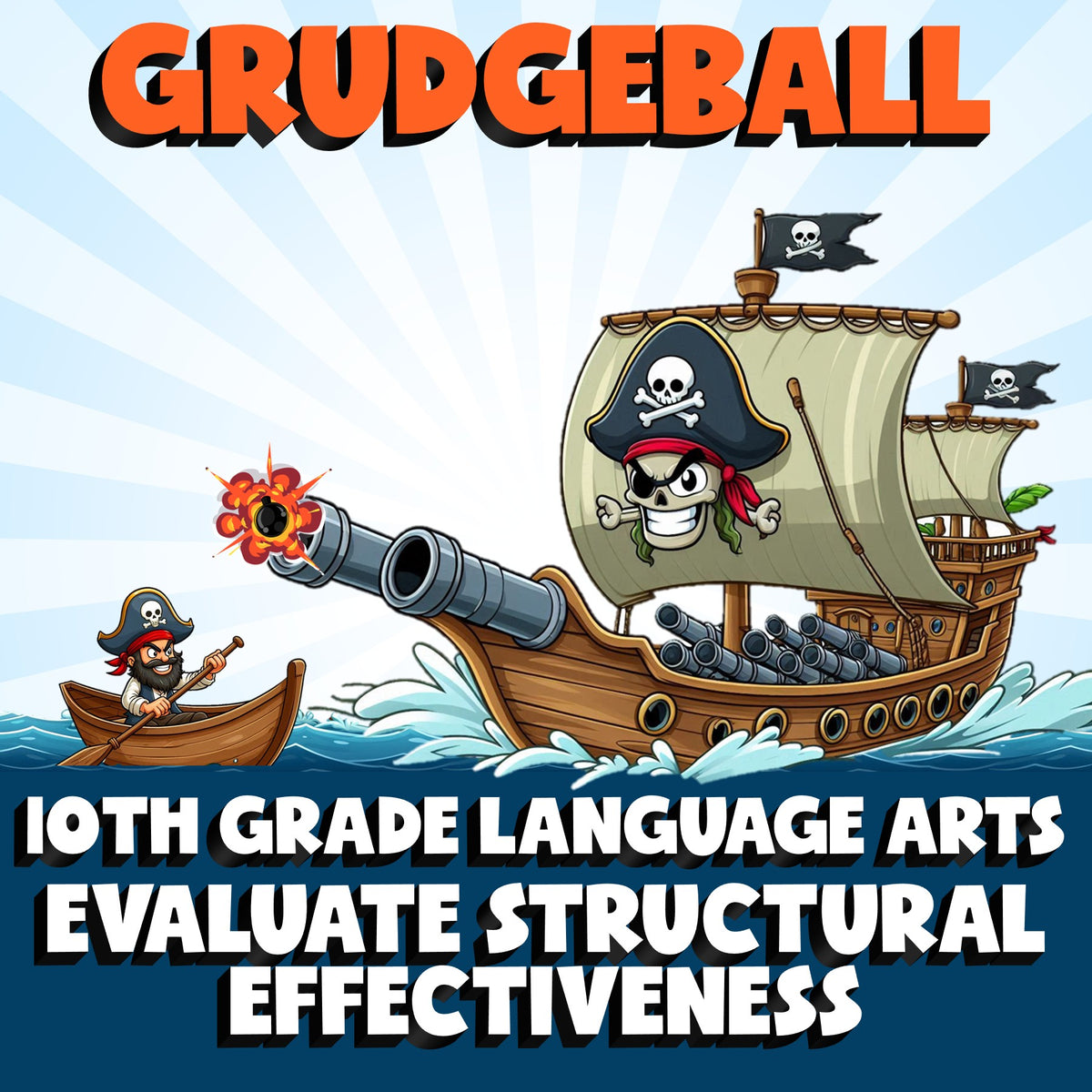 Evaluate Structural Effectiveness GRUDGEBALL ELA Game - No Prep Grade 10 Review