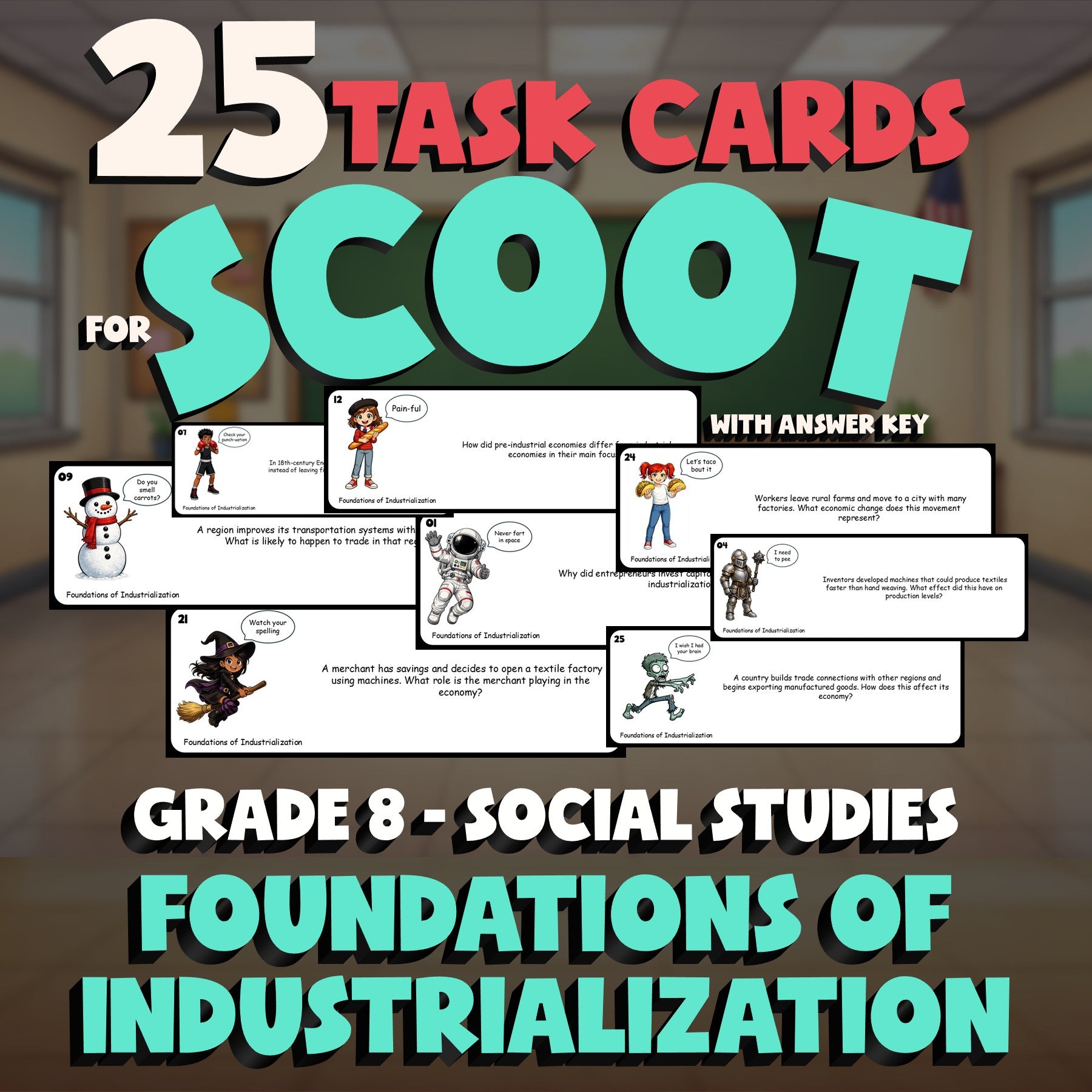Foundations of Industrialization SCOOT TASK CARDS Socials Game - No Prep Grade 8