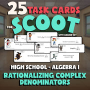 Rationalizing Complex Denominators SCOOT TASK CARDS Math Game - Algebra 1