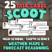 Weather Maps & Forecast Reasoning SCOOT TASK CARDS Game - No Prep Earth Science