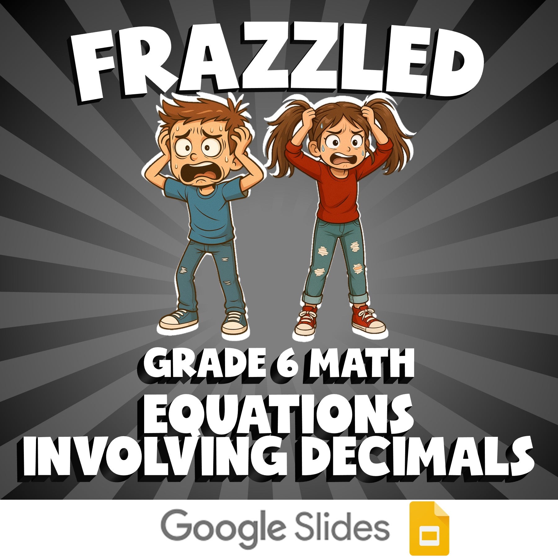 Equations Involving Decimals FRAZZLED Math Game - No Prep Grade 6 Review