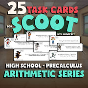 Arithmetic Series SCOOT TASK CARDS Math Game - No Prep PreCalculus Review
