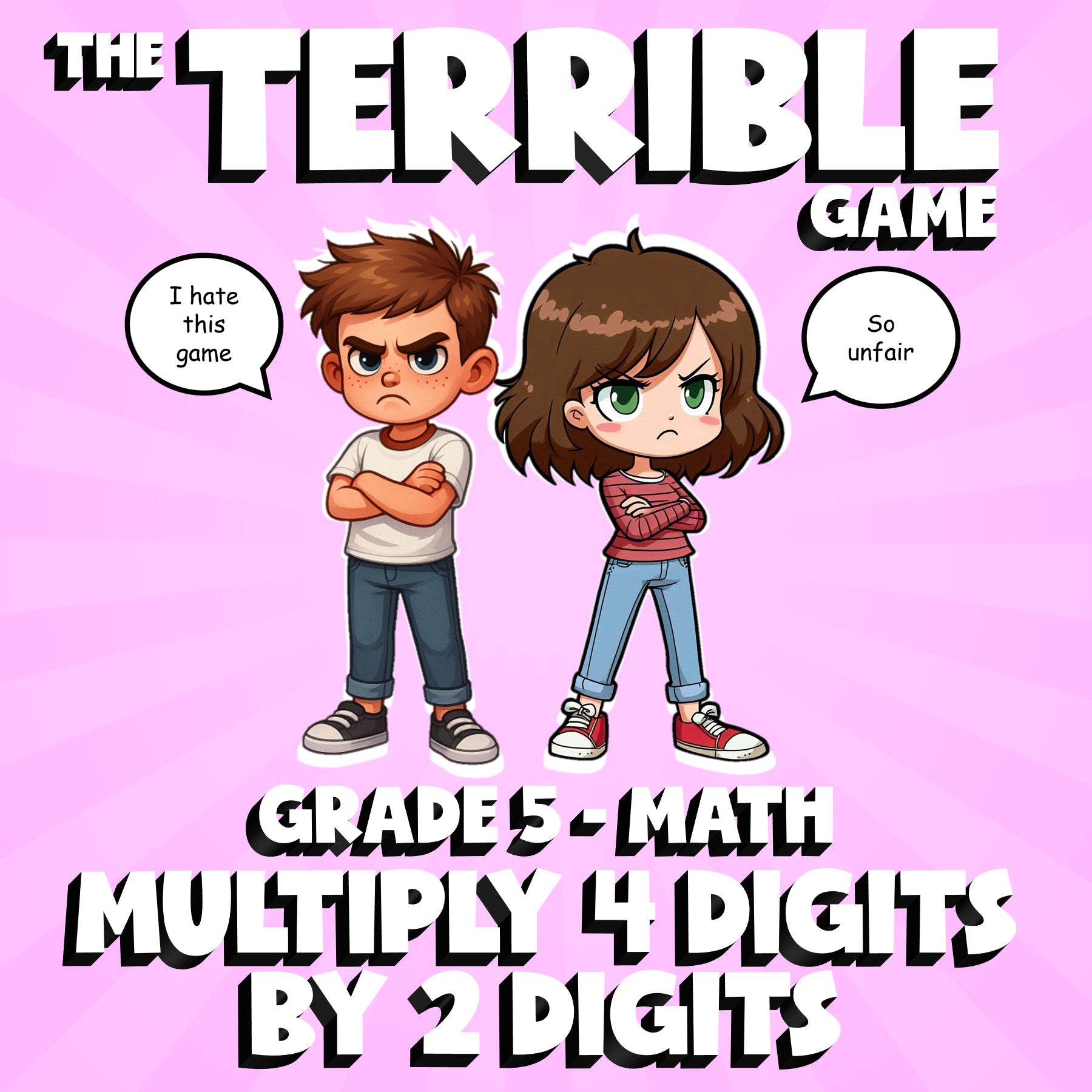 Multiply 4 Digits by 2 Digits THE TERRIBLE GAME - No Prep Grade 5 Math Review