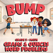 Grams & Ounces Word Problems BUMP Math Game - No Prep Grade 5 Review Activity