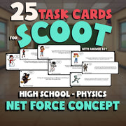 Net Force Concept SCOOT TASK CARDS Science Game - No Prep Physics Review