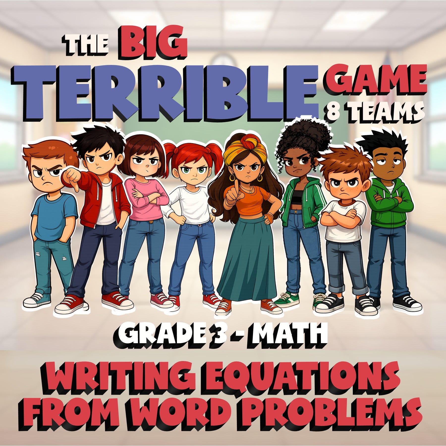 Writing Equations from Word Problems BIG TERRIBLE GAME - Grade 3 Math Review