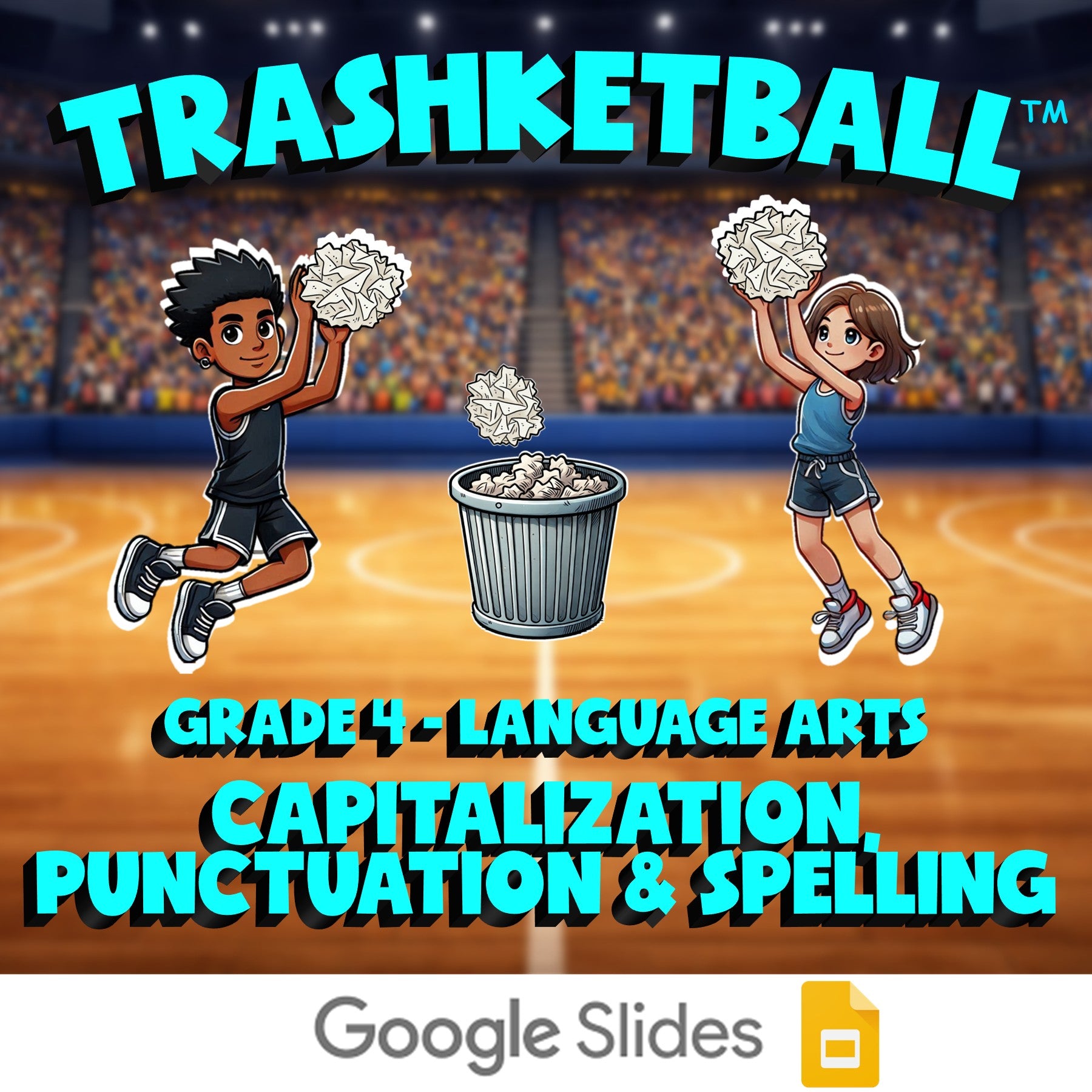 Capitalization, Punctuation & Spelling TRASHKETBALL ELA Game - No Prep Grade 4