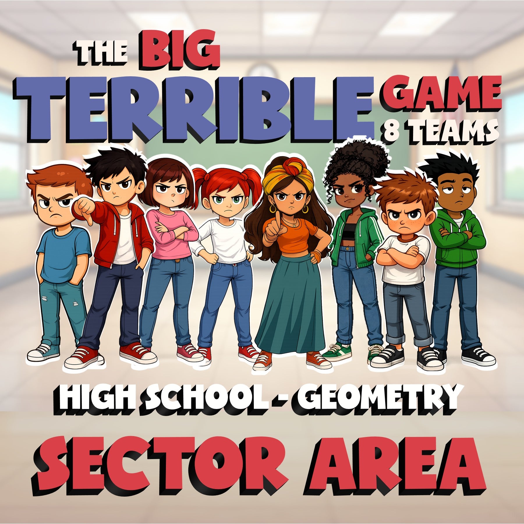 Sector Area BIG TERRIBLE GAME - No Prep Geometry Math Review Activity