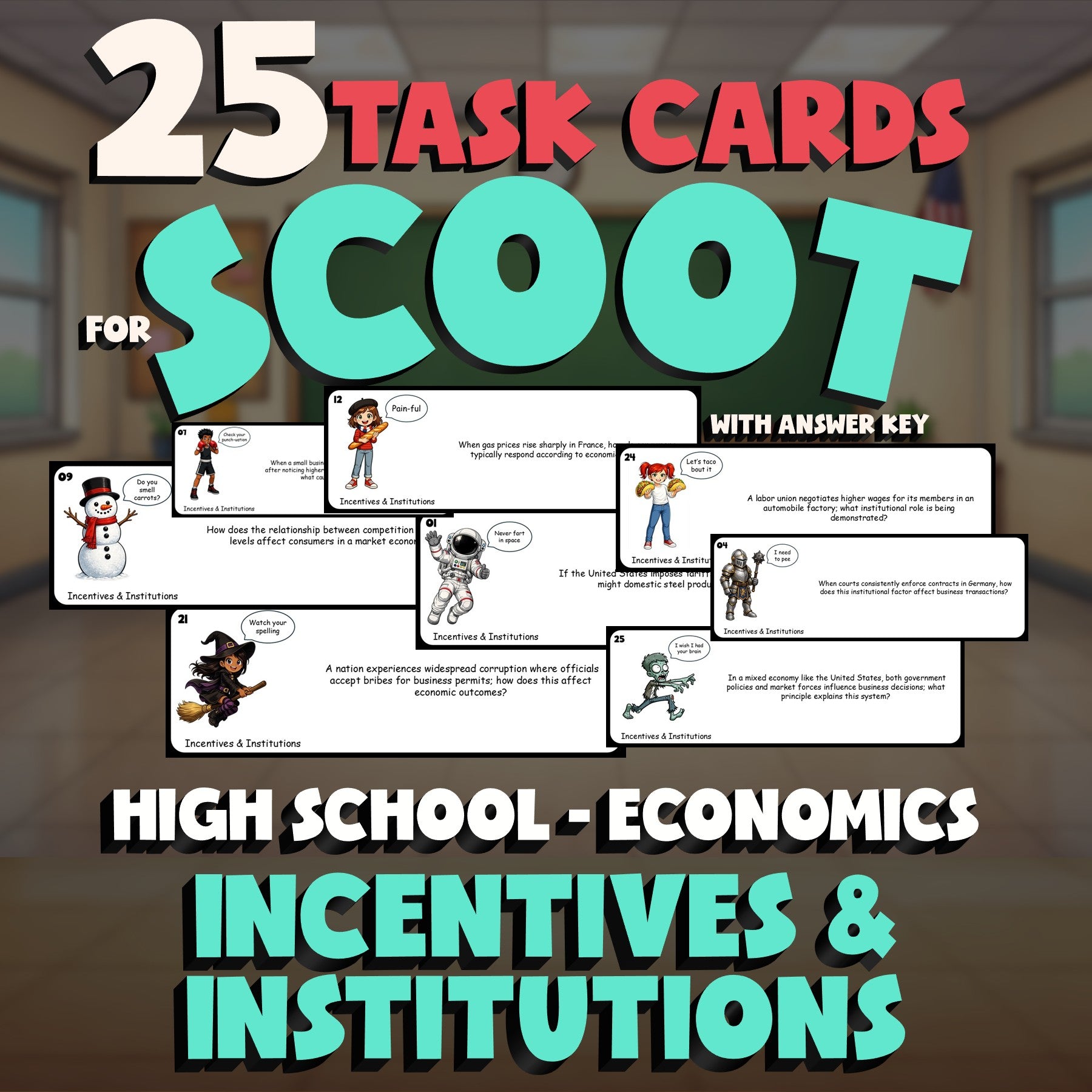 Incentives & Institutions SCOOT TASK CARDS Economics Game - No Prep Review