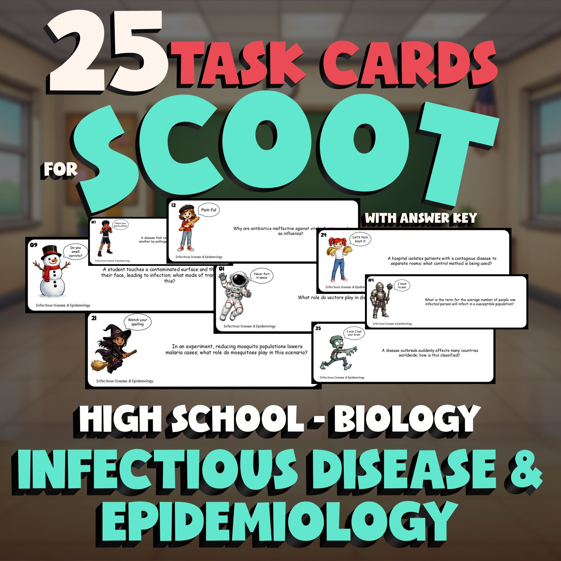 Infectious Disease & Epidemiology SCOOT TASK CARDS Science Game - Biology