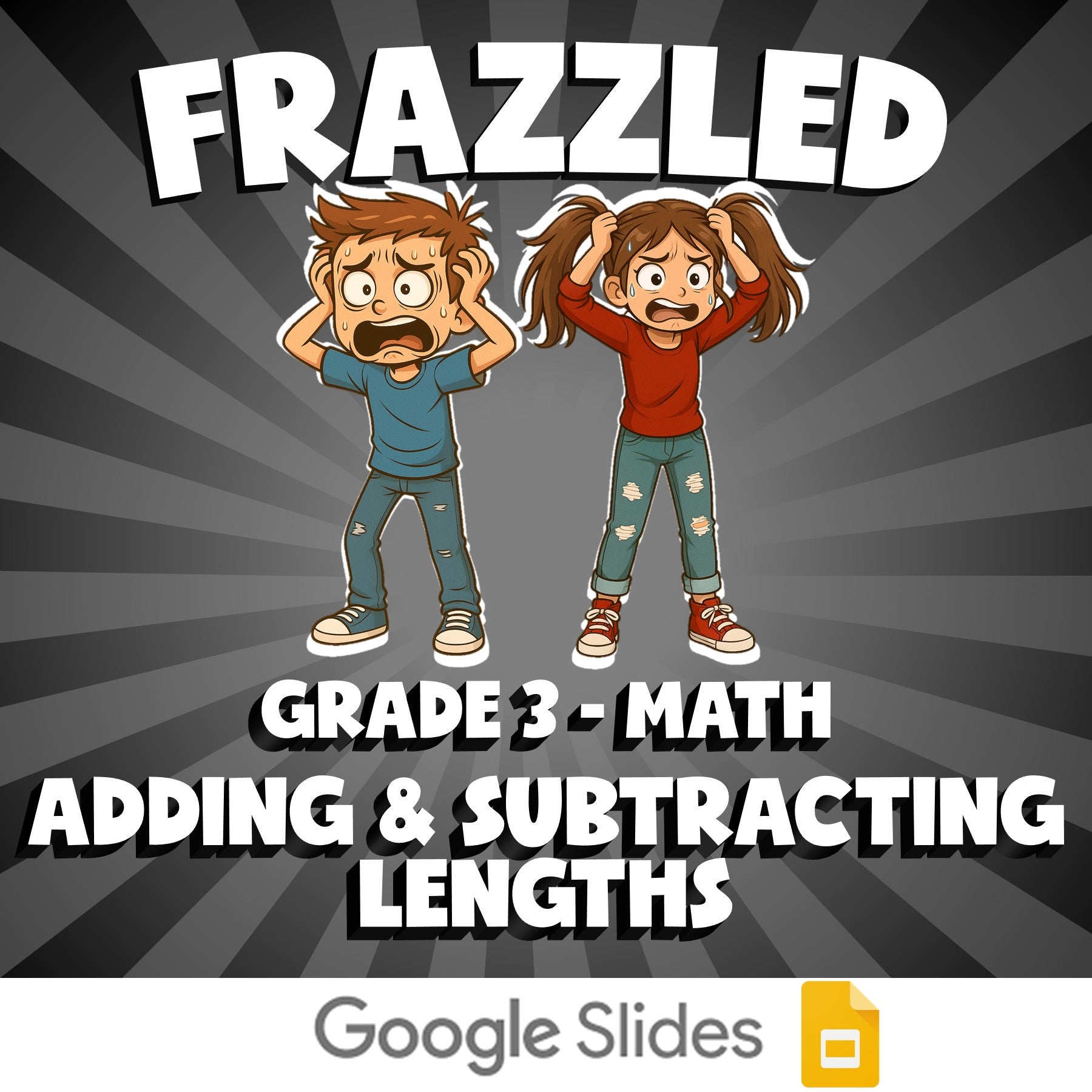 Adding & Subtracting Lengths FRAZZLED Math Game - No Prep Grade 3 Review
