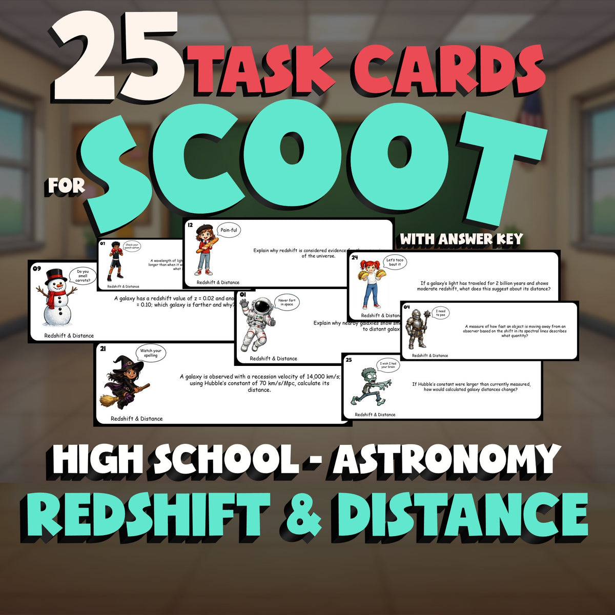 Redshift & Distance SCOOT TASK CARDS Science Game - No Prep Astronomy Review