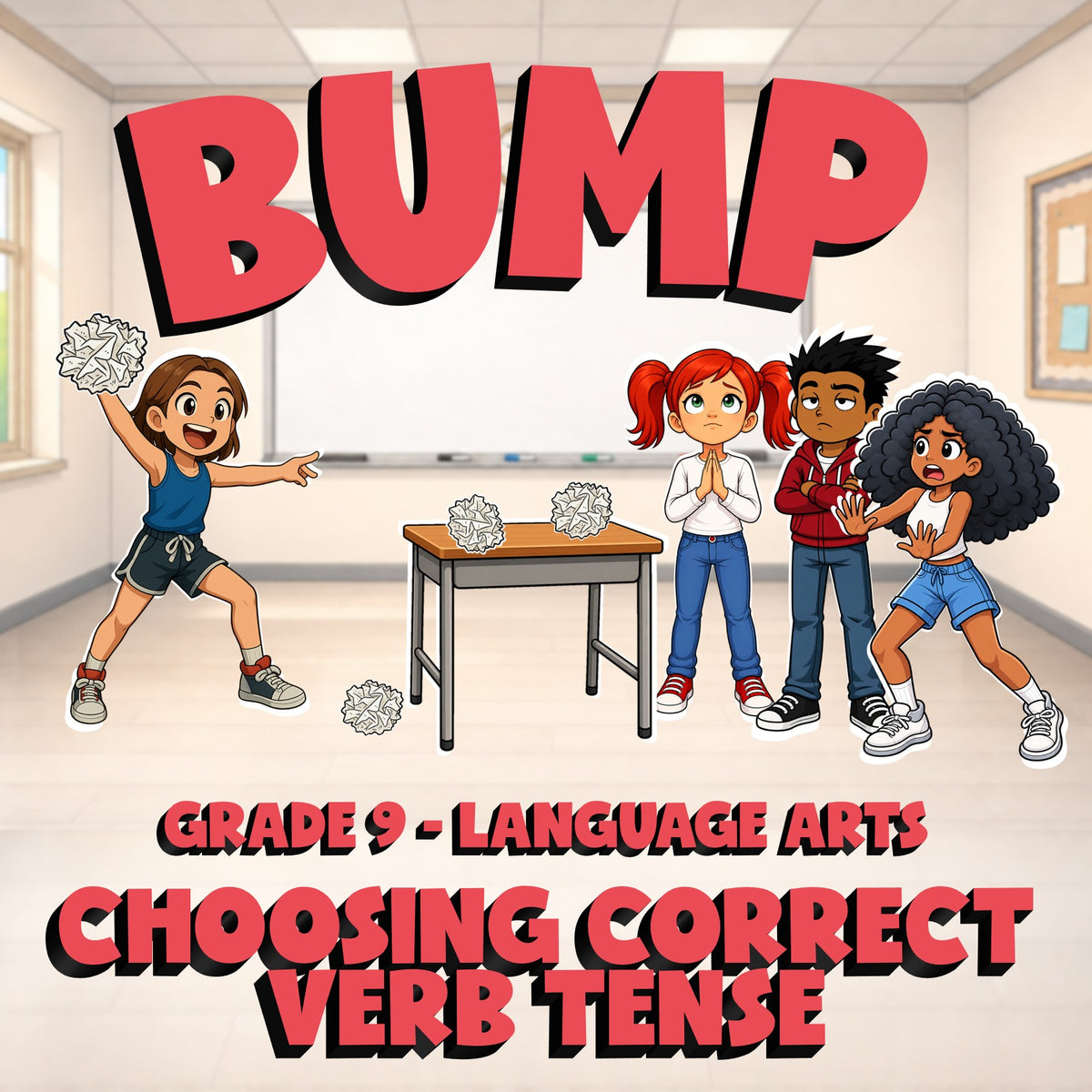 Choosing Correct Verb Tense BUMP ELA Game - No Prep Grade 9 Review Activity