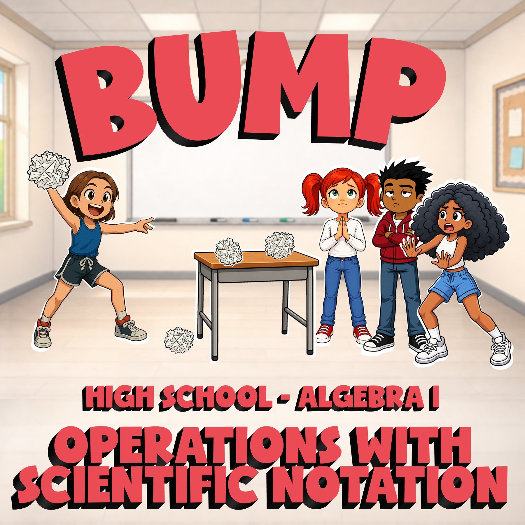 Operations with Scientific Notation BUMP Math Game - No Prep Algebra 1 Review