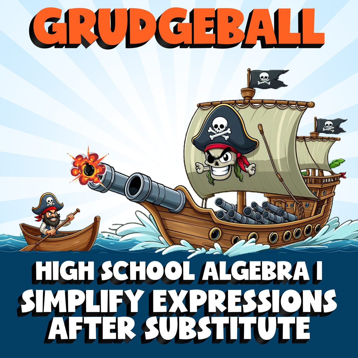 Simplify Expressions after Substitute GRUDGEBALL Math Game - No Prep Algebra 1