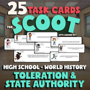 Toleration & State Authority SCOOT TASK CARDS Game - No Prep World History
