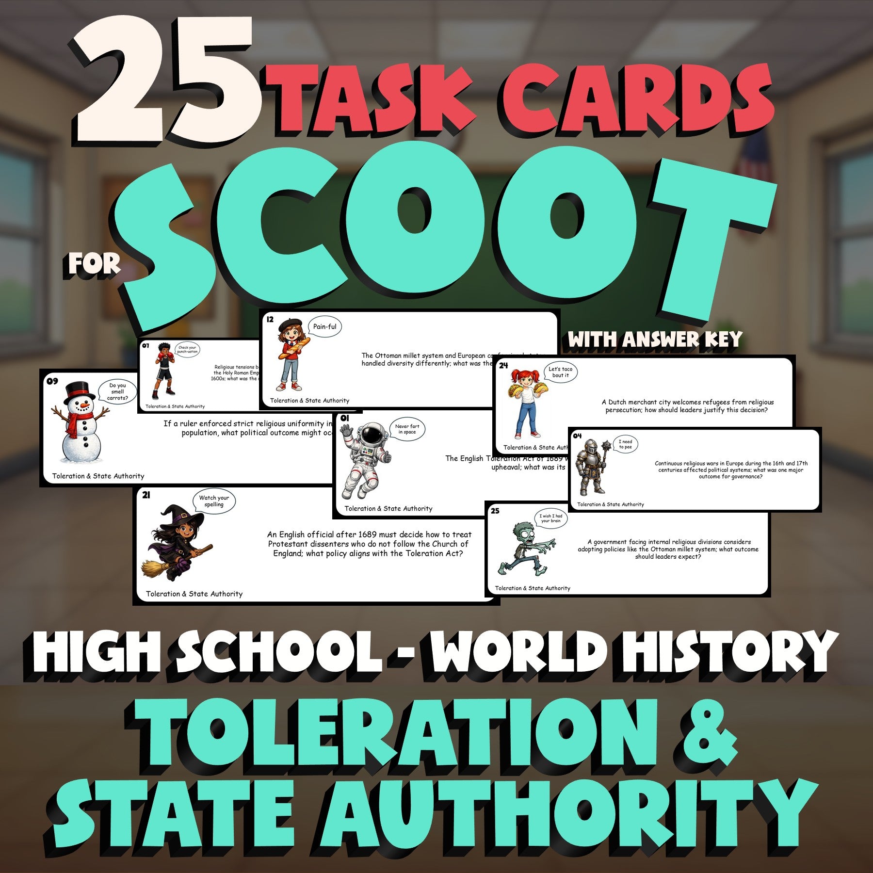 Toleration & State Authority SCOOT TASK CARDS Game - No Prep World History