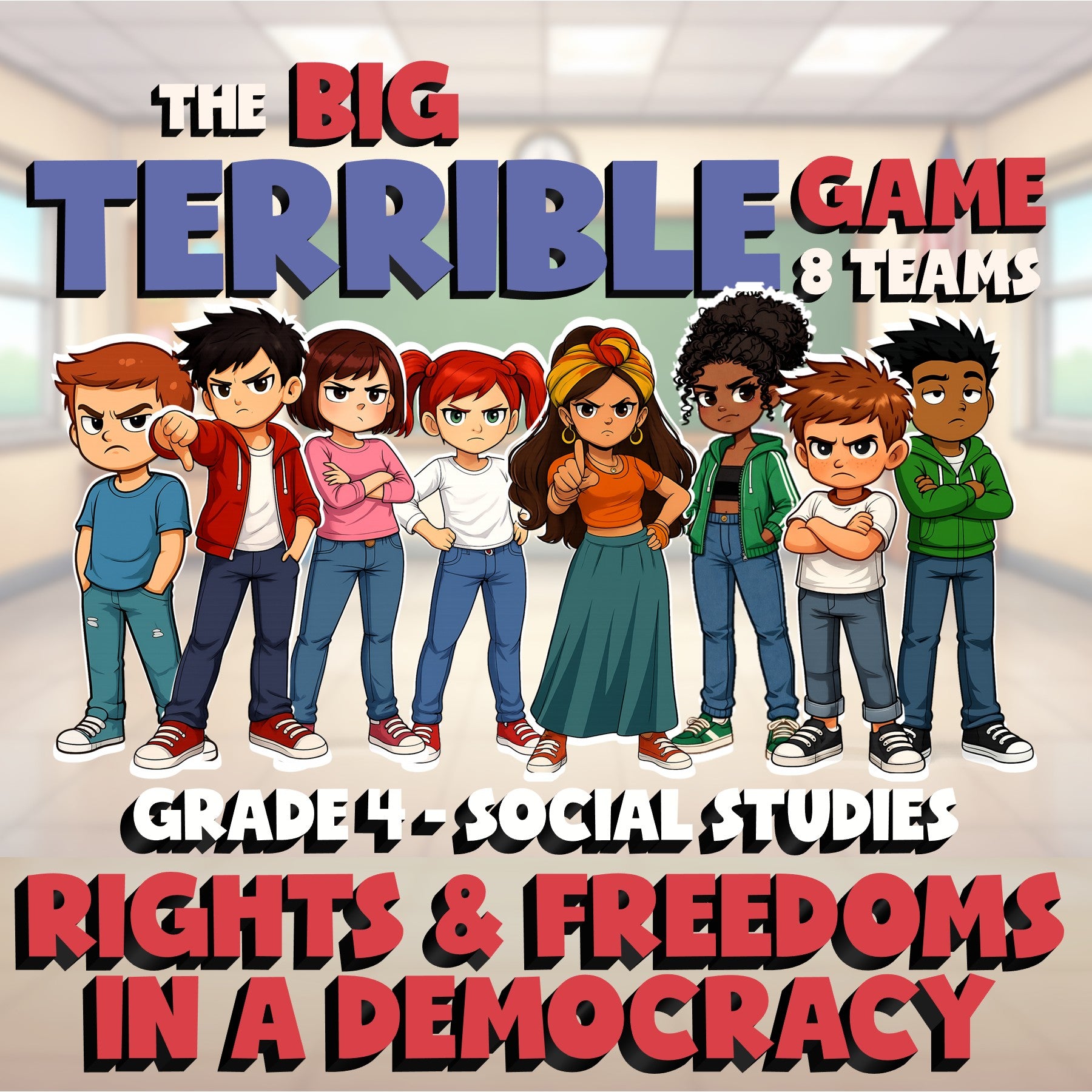 Rights & Freedoms in a Democracy BIG TERRIBLE GAME - Grade 4 Socials Review