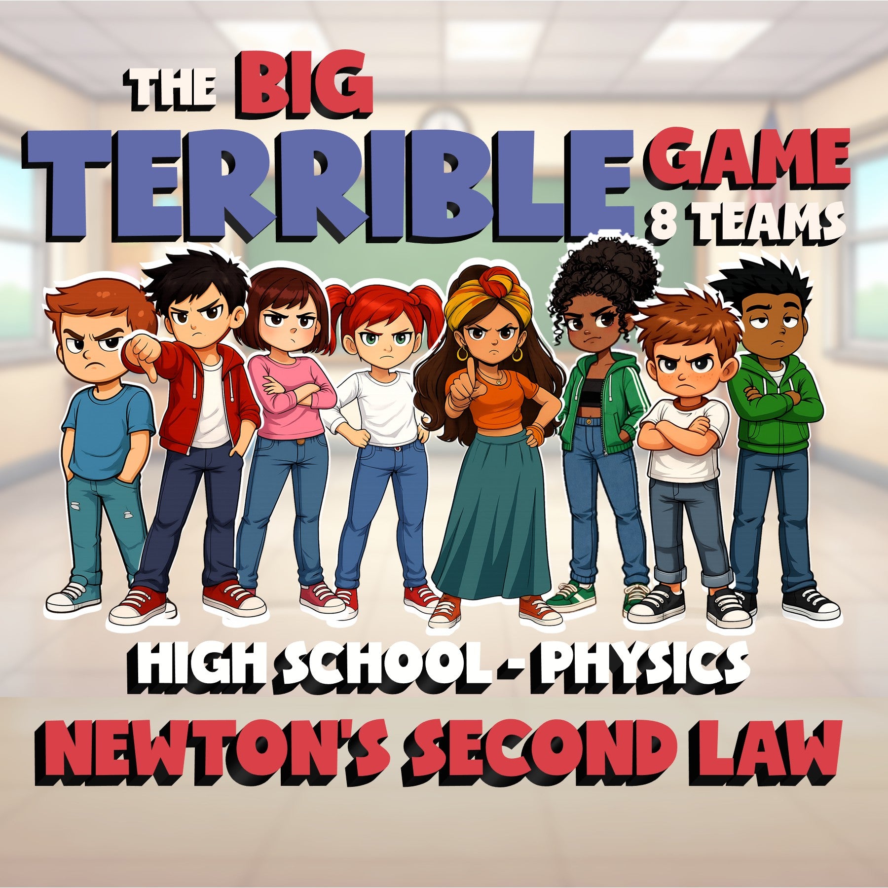 Newton’s Second Law BIG TERRIBLE GAME - No Prep Physics Science Review Activity