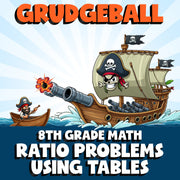 Ratio Problems Using Tables GRUDGEBALL Math Game - No Prep Grade 8 Review