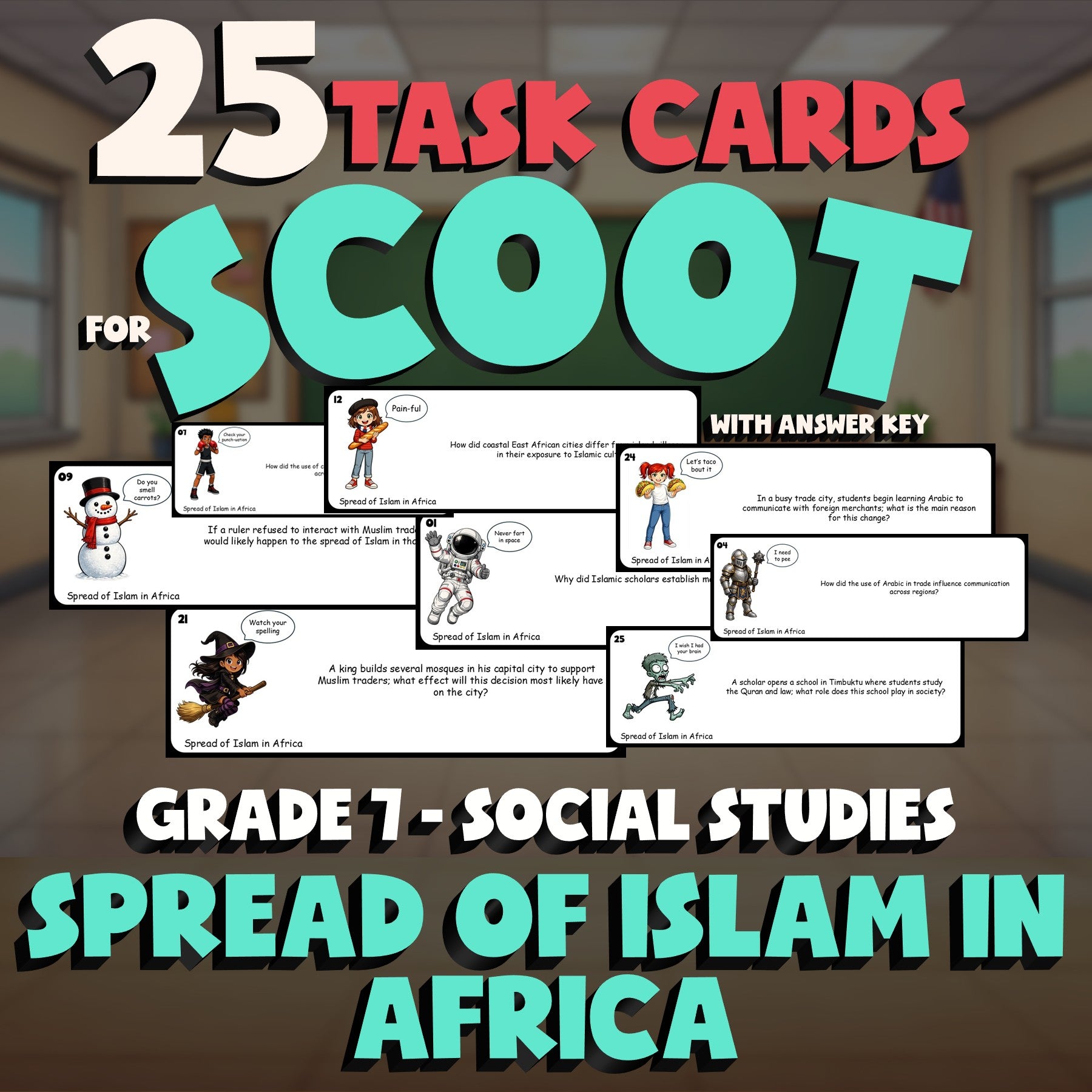 Spread of Islam in Africa SCOOT TASK CARDS Socials Game - No Prep Grade 7 Review