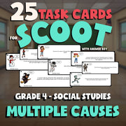 Multiple Causes SCOOT TASK CARDS Socials Game - No Prep Grade 4 Review Activity