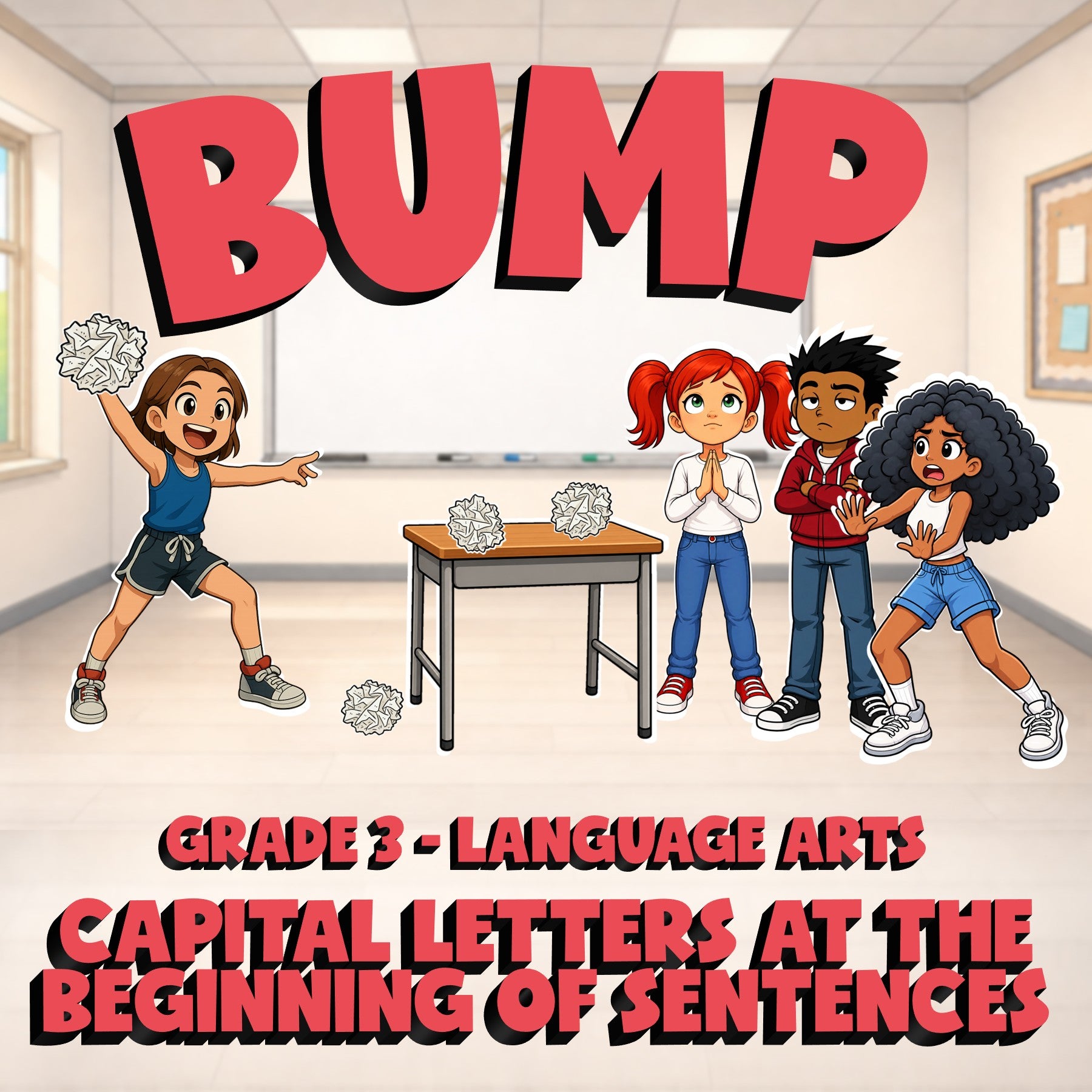 Capital Letters at the Beginning of Sentences BUMP ELA Game - No Prep Grade 3