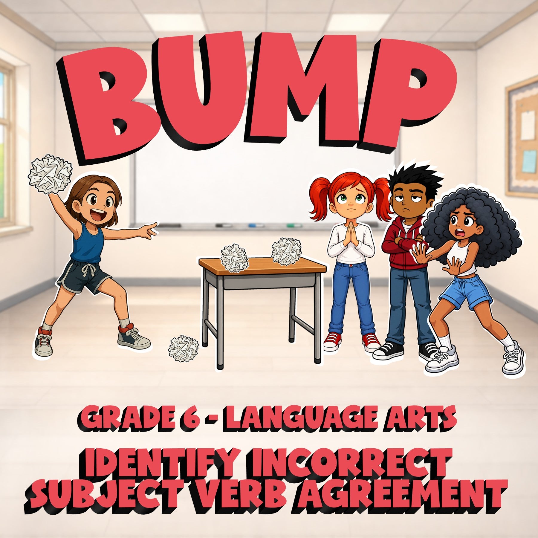 Identify Incorrect Subject Verb Agreement BUMP ELA Game - No Prep Grade 6 Review