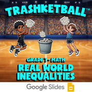 Real World Inequalities TRASHKETBALL Math Game - No Prep Grade 7 Review Activity