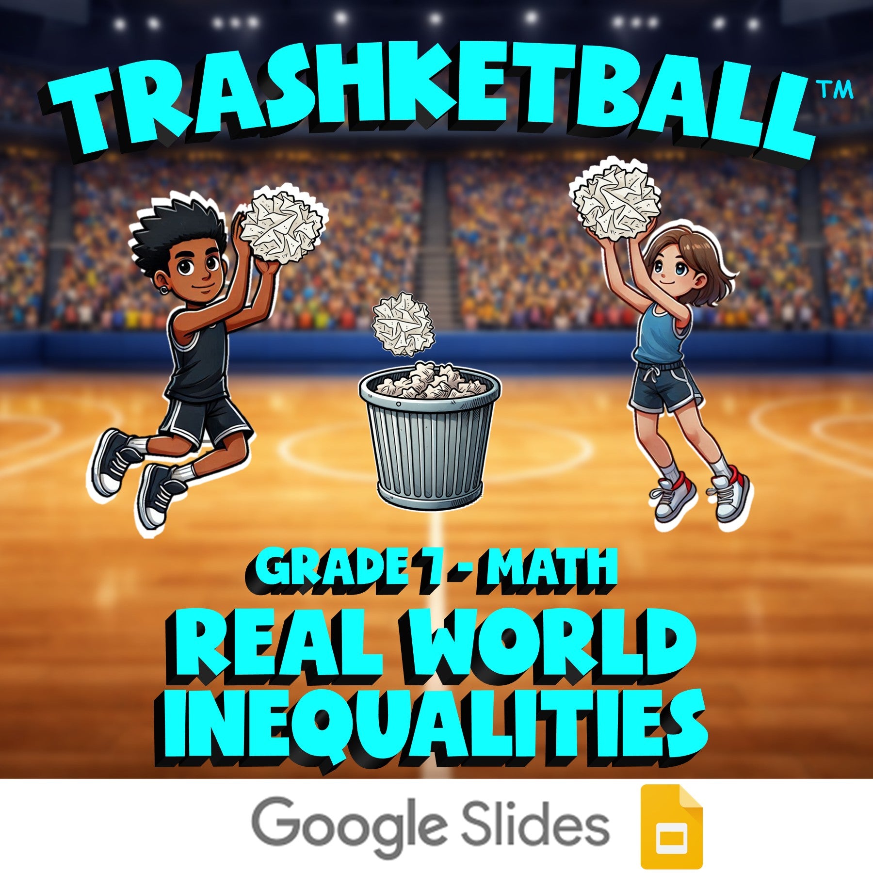Real World Inequalities TRASHKETBALL Math Game - No Prep Grade 7 Review Activity