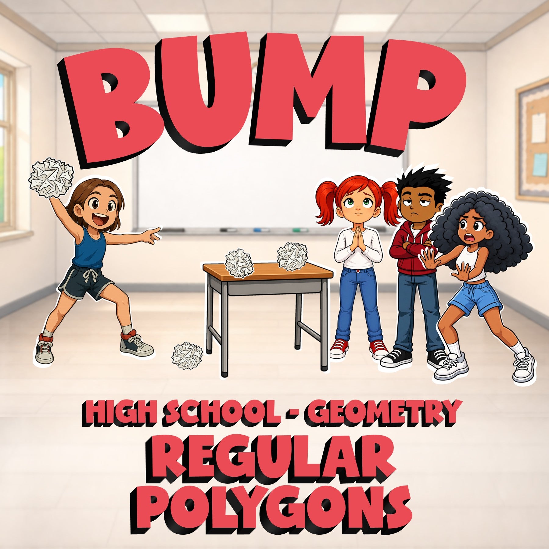 Regular Polygons BUMP Math Game - No Prep Geometry Review Activity