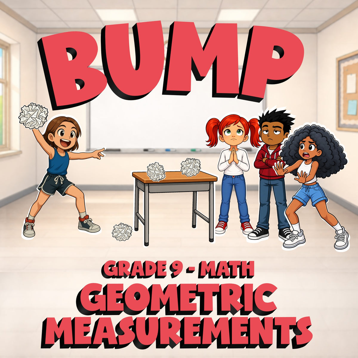 Geometric Measurements BUMP Math Game - No Prep Grade 9 Review Activity