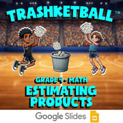 Estimating Products TRASHKETBALL Math Game - No Prep Grade 4 Review Activity