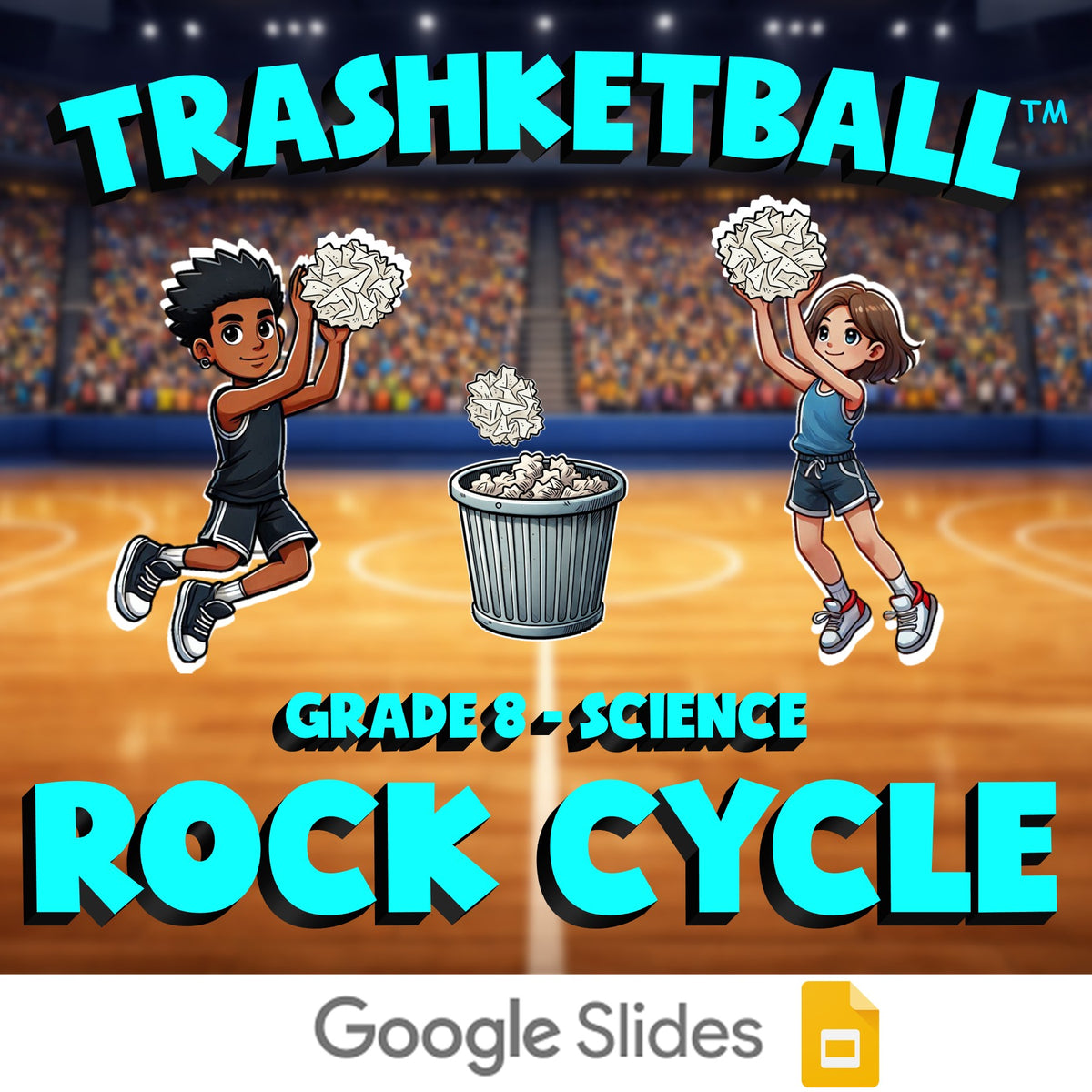 Rock Cycle TRASHKETBALL Science Game - No Prep Grade 8 Review Activity