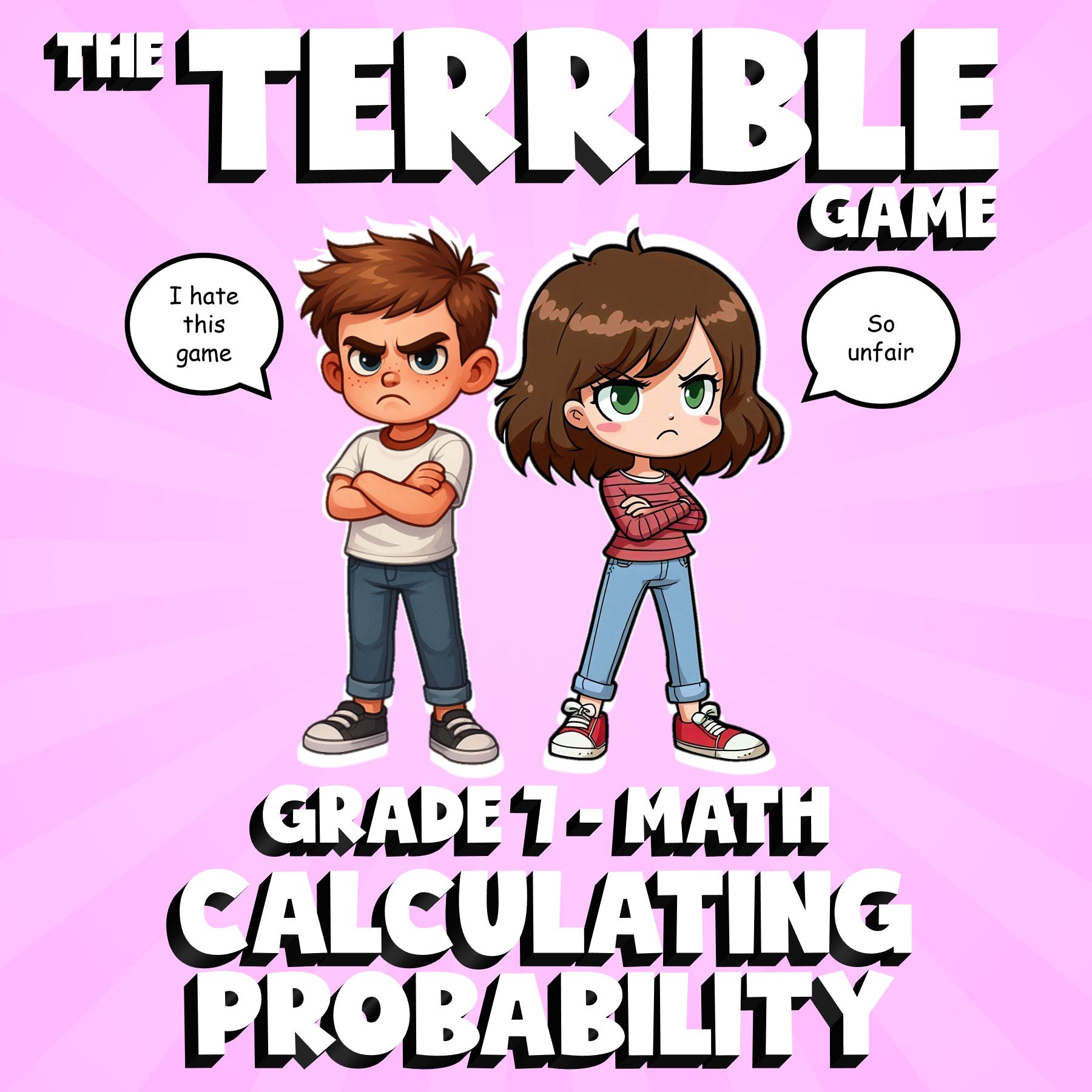 Calculating Probability THE TERRIBLE GAME - No Prep Grade 7 Math Review Activity