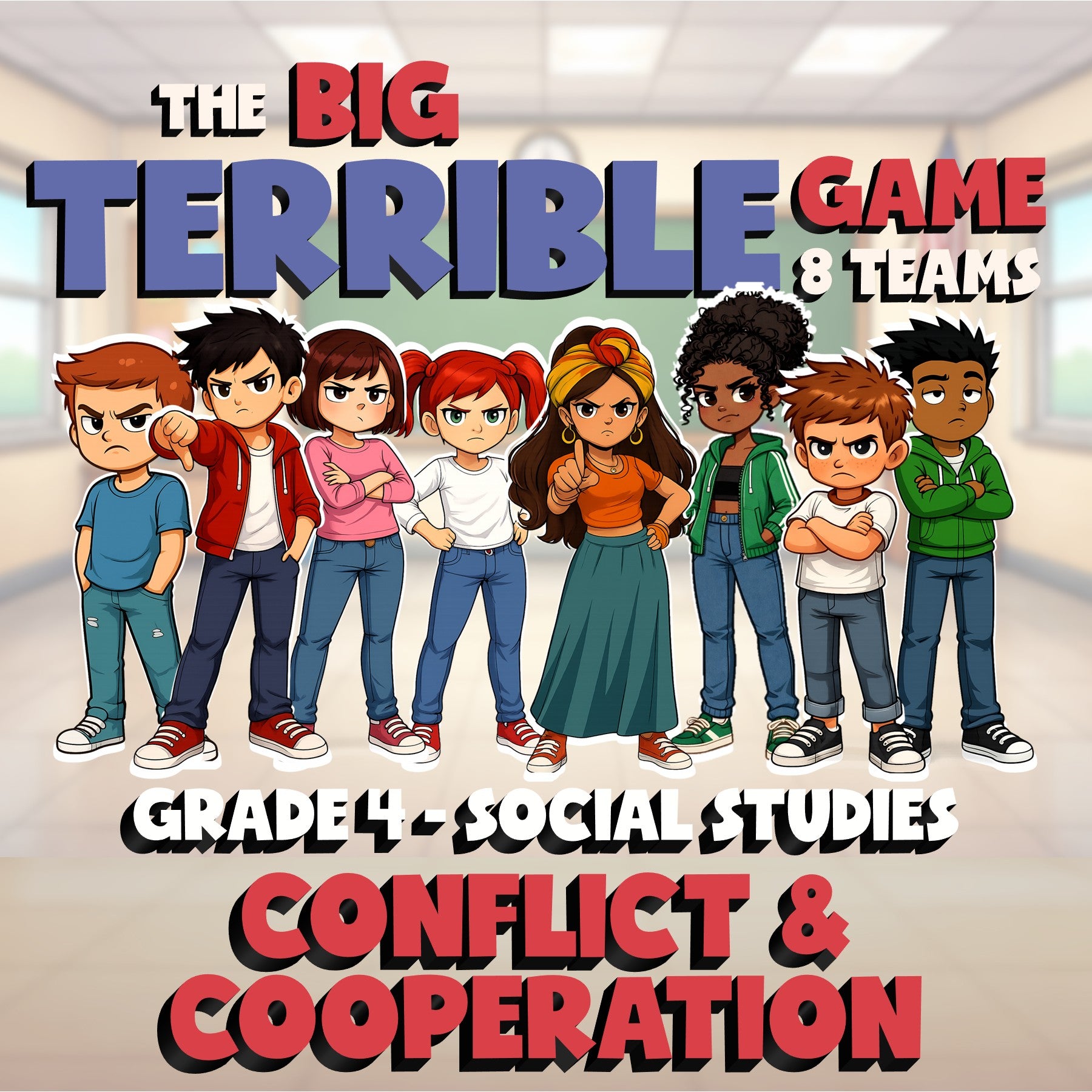 Conflict & Cooperation BIG TERRIBLE GAME - No Prep Grade 4 Socials Review
