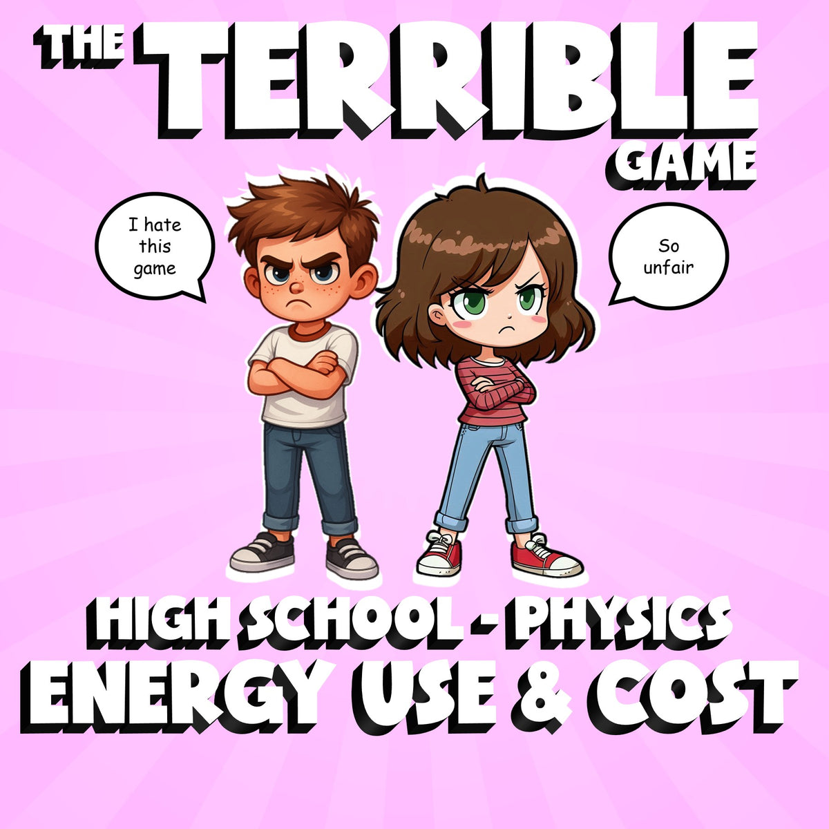 Energy Use & Cost THE TERRIBLE GAME - No Prep Physics Science Review Activity