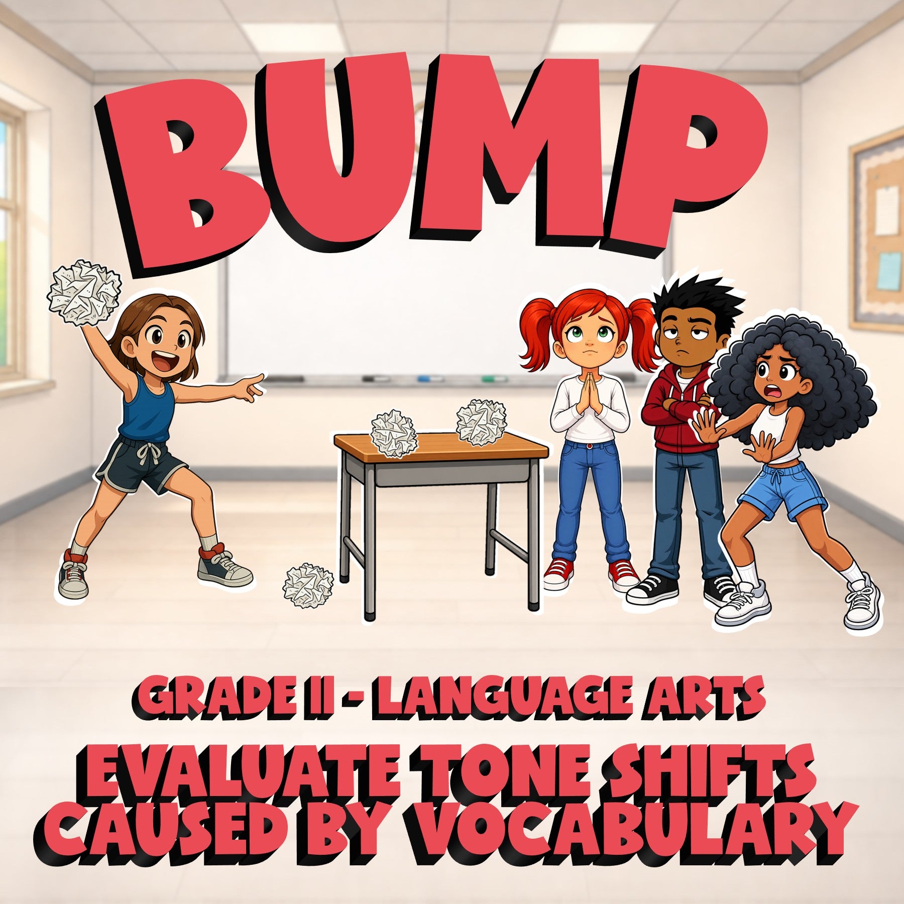 Evaluate Tone Shifts Caused by Vocabulary BUMP ELA Game - No Prep Grade 11