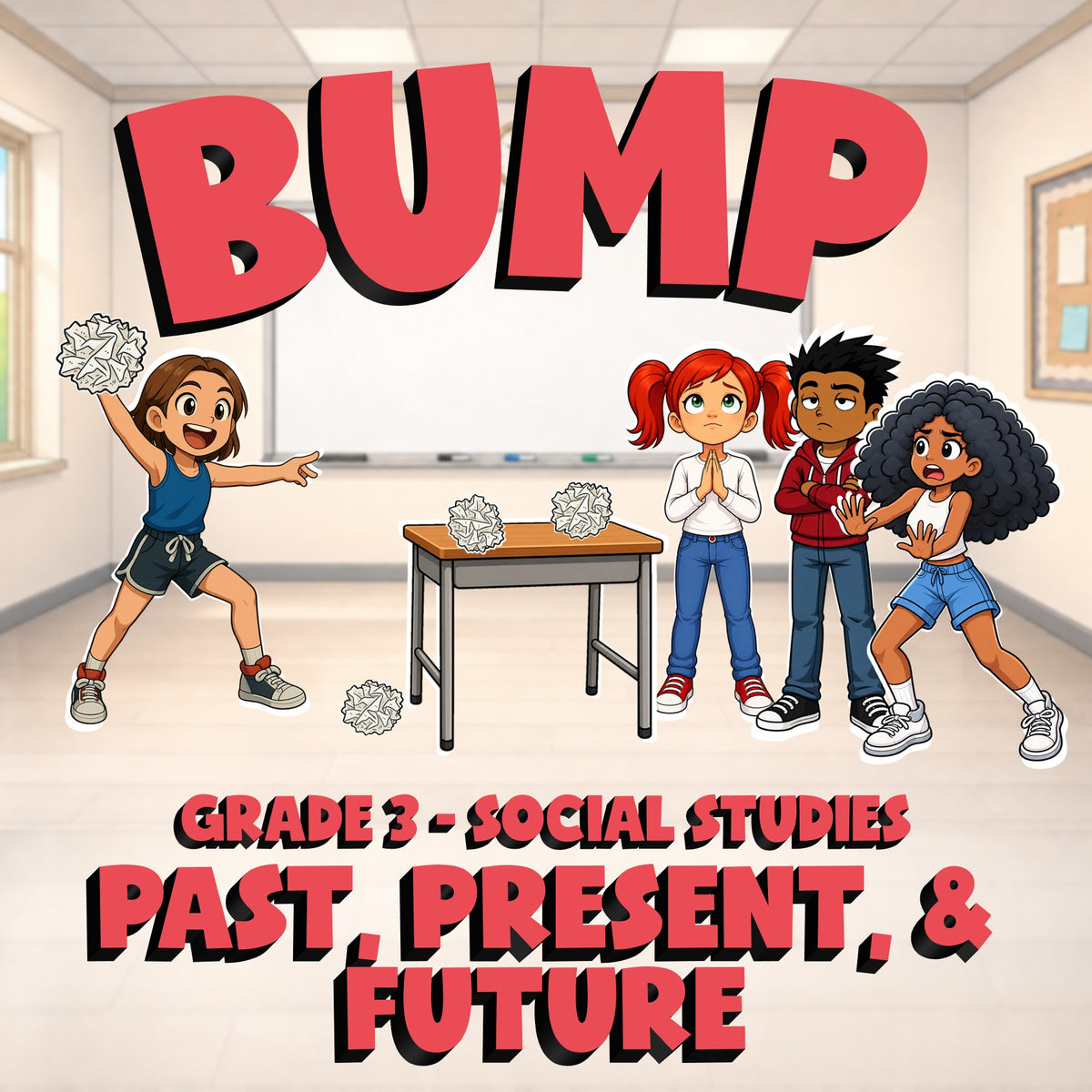 Past, Present, & Future BUMP Socials Game - No Prep Grade 3 Review Activity
