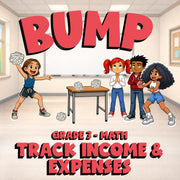 Track Income & Expenses BUMP Math Game - No Prep Grade 3 Review Activity