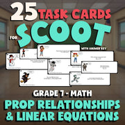Prop Relationships & Linear Equations SCOOT TASK CARDS Math Game - Grade 7