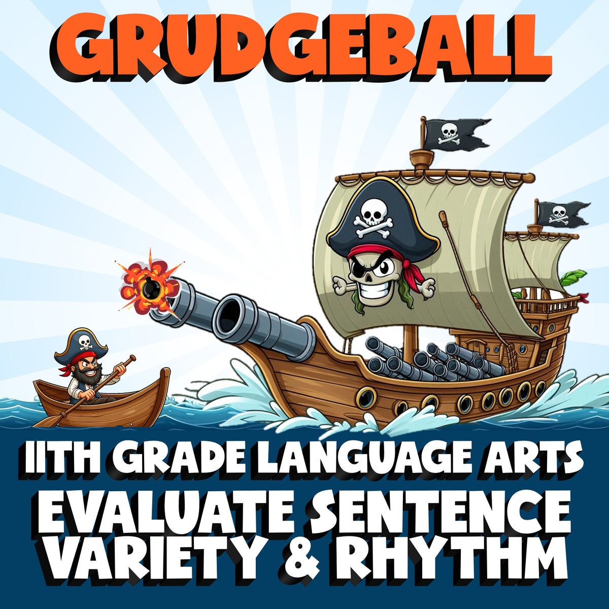 Evaluate Sentence Variety & Rhythm GRUDGEBALL ELA Game - No Prep Grade 11 Review