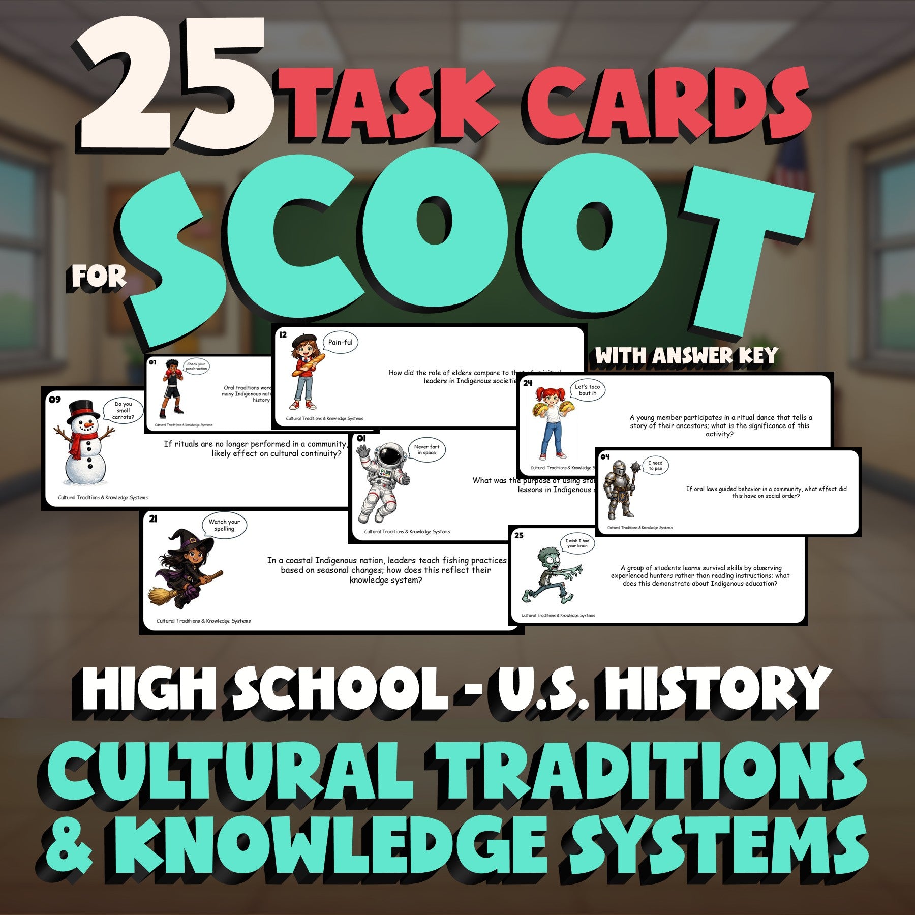 Cultural Traditions & Knowledge Systems SCOOT TASK CARDS U.S. History Game