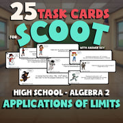 Applications of Limits SCOOT TASK CARDS Math Game - No Prep Algebra 2 Review